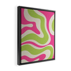 Retro Modern Liquid Swirl in Raspberry Pink and Lime Green Framed Canvas Print Gallery Image 2