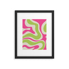 Retro Modern Liquid Swirl in Raspberry Pink and Lime Green Framed Art Print Gallery Image 6