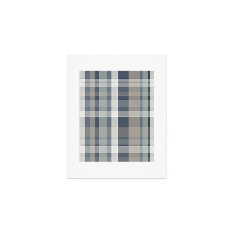 Retro Modern Plaid Pattern 2 in Neutral Blue Gray Art Print Gallery Image 1