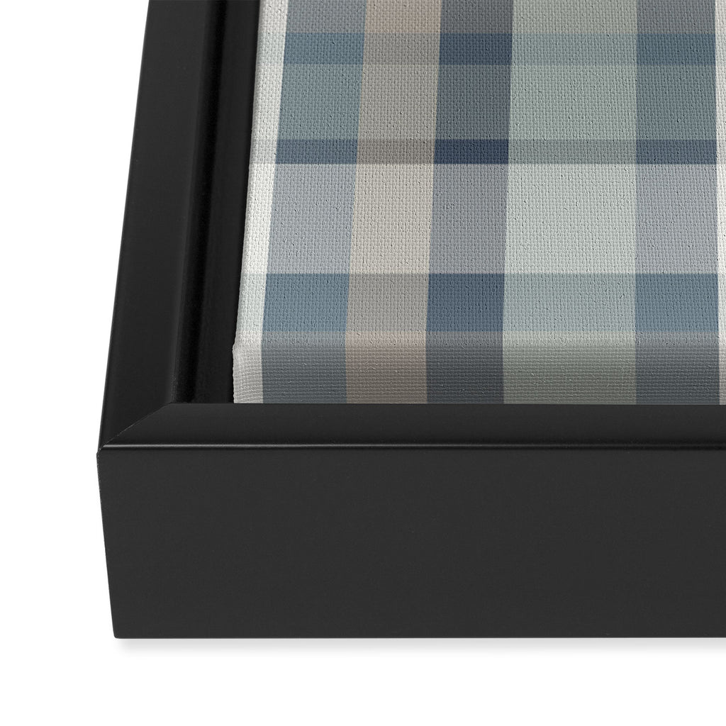 Retro Modern Plaid Pattern 2 in Neutral Blue Gray Framed Canvas Print Gallery Image 3