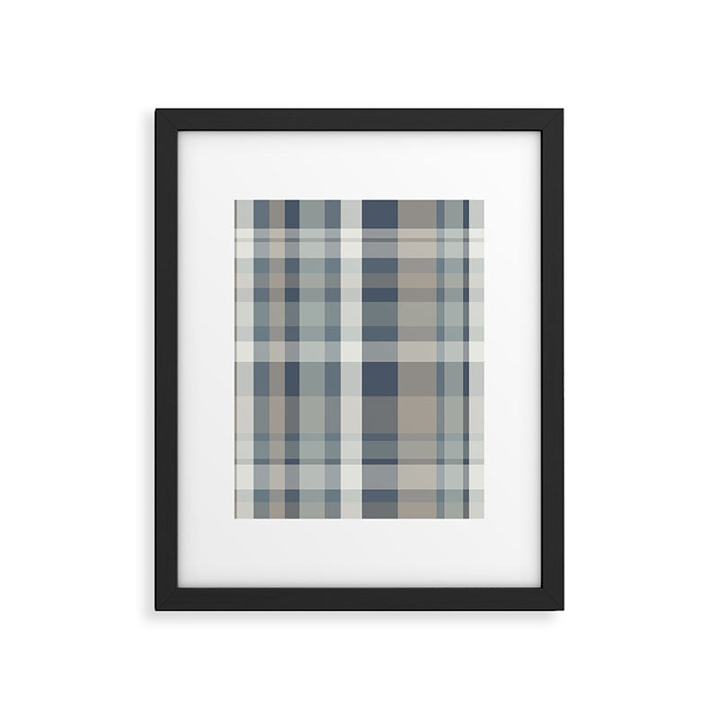 Retro Modern Plaid Pattern 2 in Neutral Blue Gray Framed Art Print Gallery Image 6