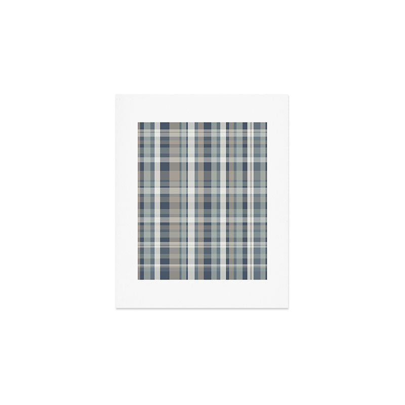 Retro Modern Plaid Pattern in Neutral Blue Gray Taupe Tones Art Print Gallery Image 1