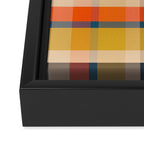 Retro Modern Plaid Pattern Orange Mustard Yellow Blue Framed Canvas Print Gallery Image 3