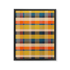 Retro Modern Plaid Pattern Orange Mustard Yellow Blue Framed Canvas Print Gallery Image 8