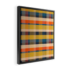 Retro Modern Plaid Pattern Orange Mustard Yellow Blue Framed Canvas Print Gallery Image 2