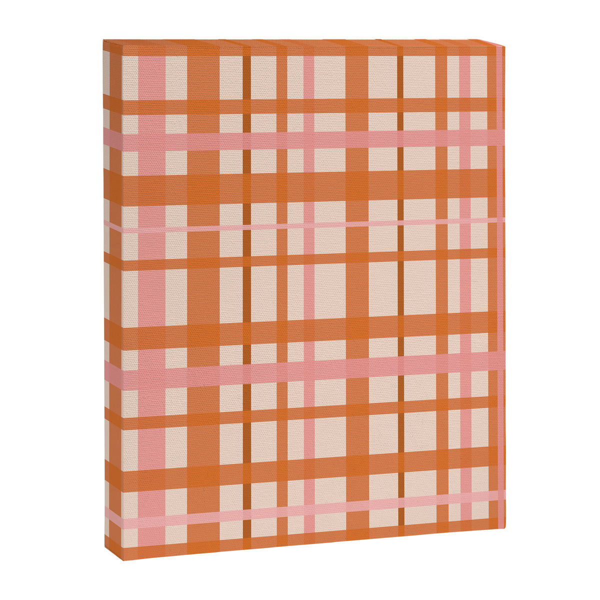 Retro Modern Plaid Pattern Pink Orange Cream Canvas Print Gallery Image 8