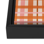 Retro Modern Plaid Pattern Pink Orange Cream Framed Canvas Print Gallery Image 3