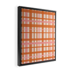 Retro Modern Plaid Pattern Pink Orange Cream Framed Canvas Print Gallery Image 2