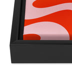 Retro Modern Soft Curves Abstract Contemporary Pattern in Bold Red-Orange and Pink Framed Canvas Print Gallery Image 3