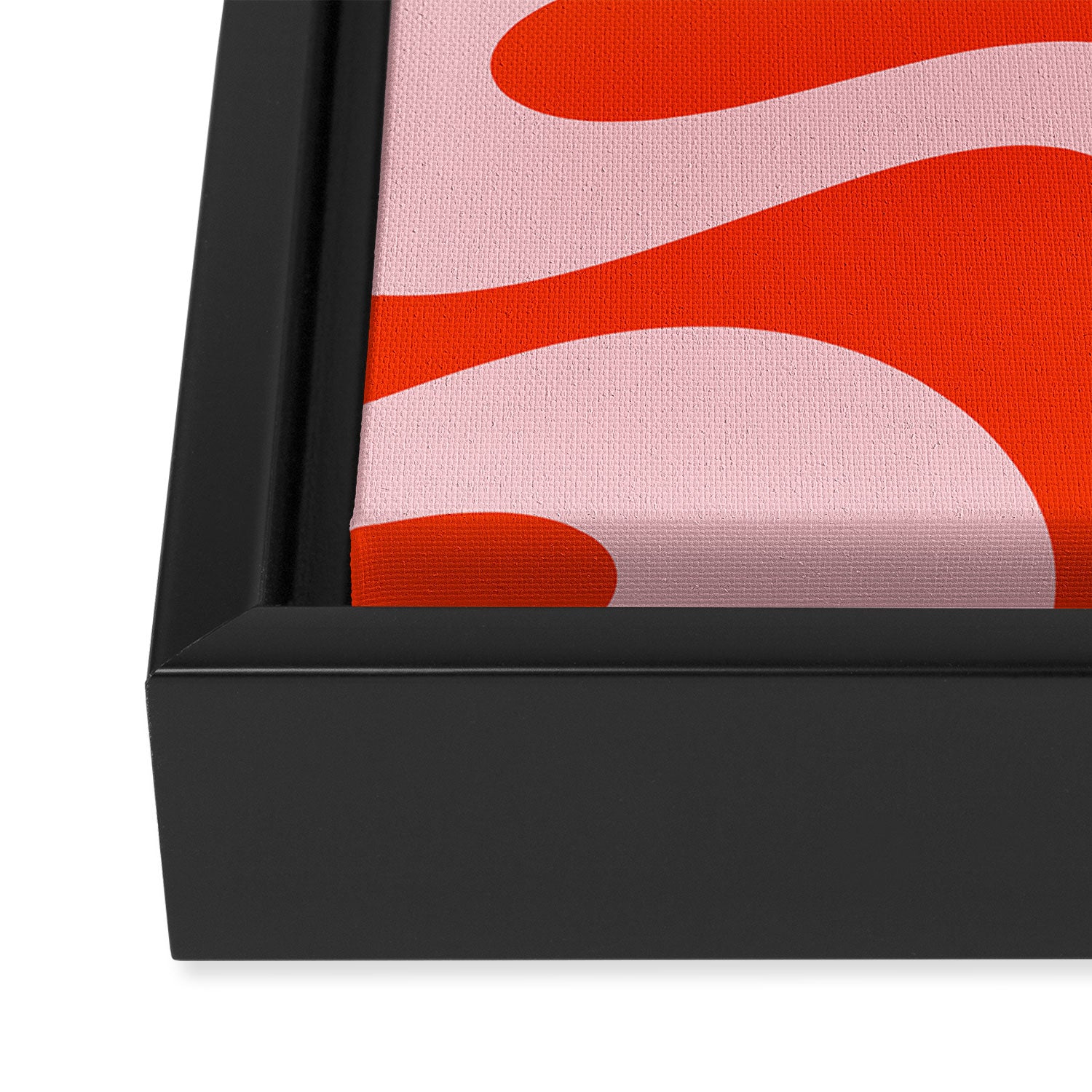 Retro Modern Soft Curves Abstract Contemporary Pattern in Bold Red-Orange and Pink Framed Canvas Print Gallery Image 3