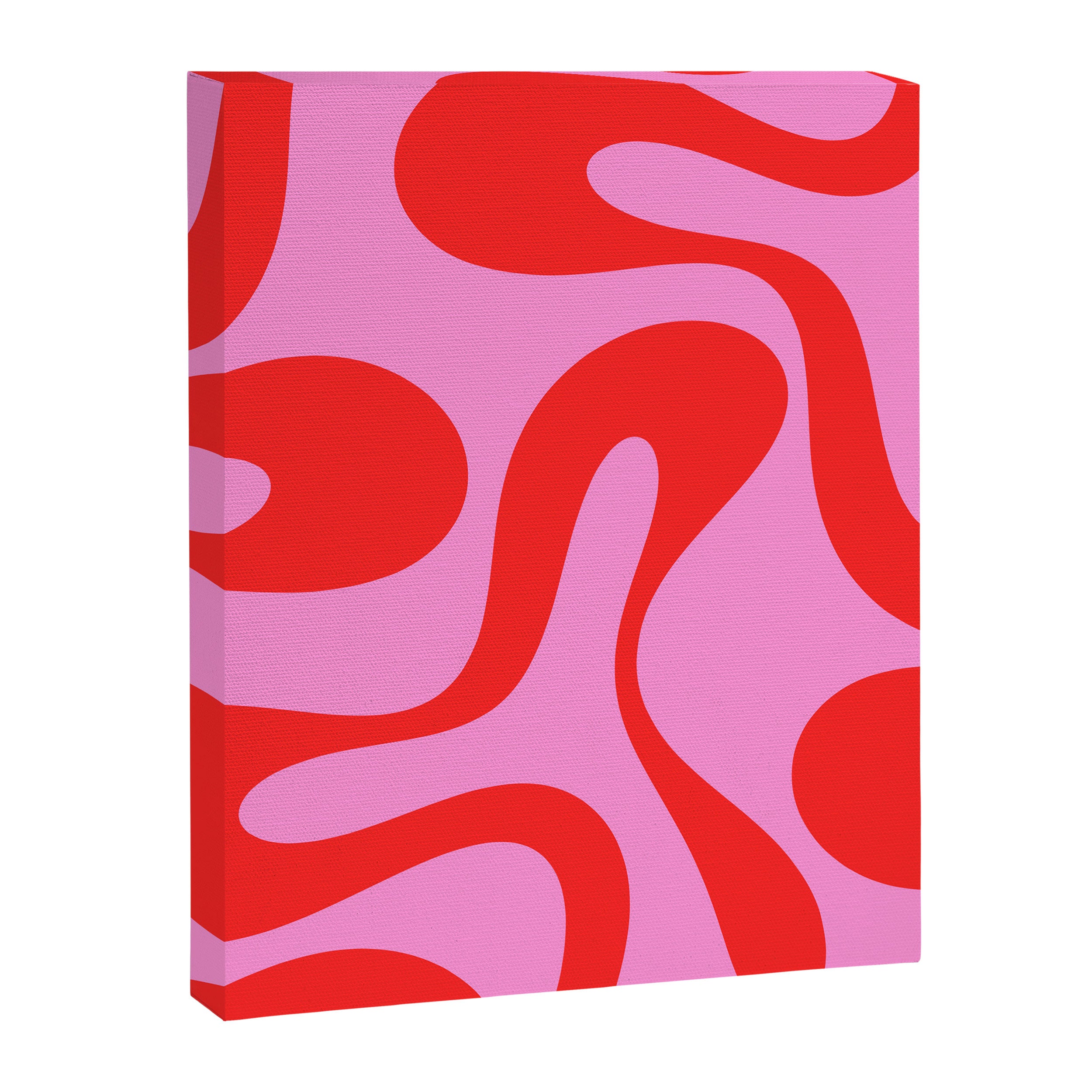 Retro Modern Soft Curves Abstract Pattern in Preppy Pink and Red Canvas Print Gallery Image 8