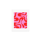 Retro Modern Soft Curves Abstract Pattern in Preppy Pink and Red Art Print Gallery Image 1
