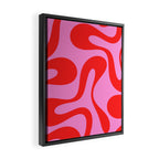 Retro Modern Soft Curves Abstract Pattern in Preppy Pink and Red Framed Canvas Print Gallery Image 2
