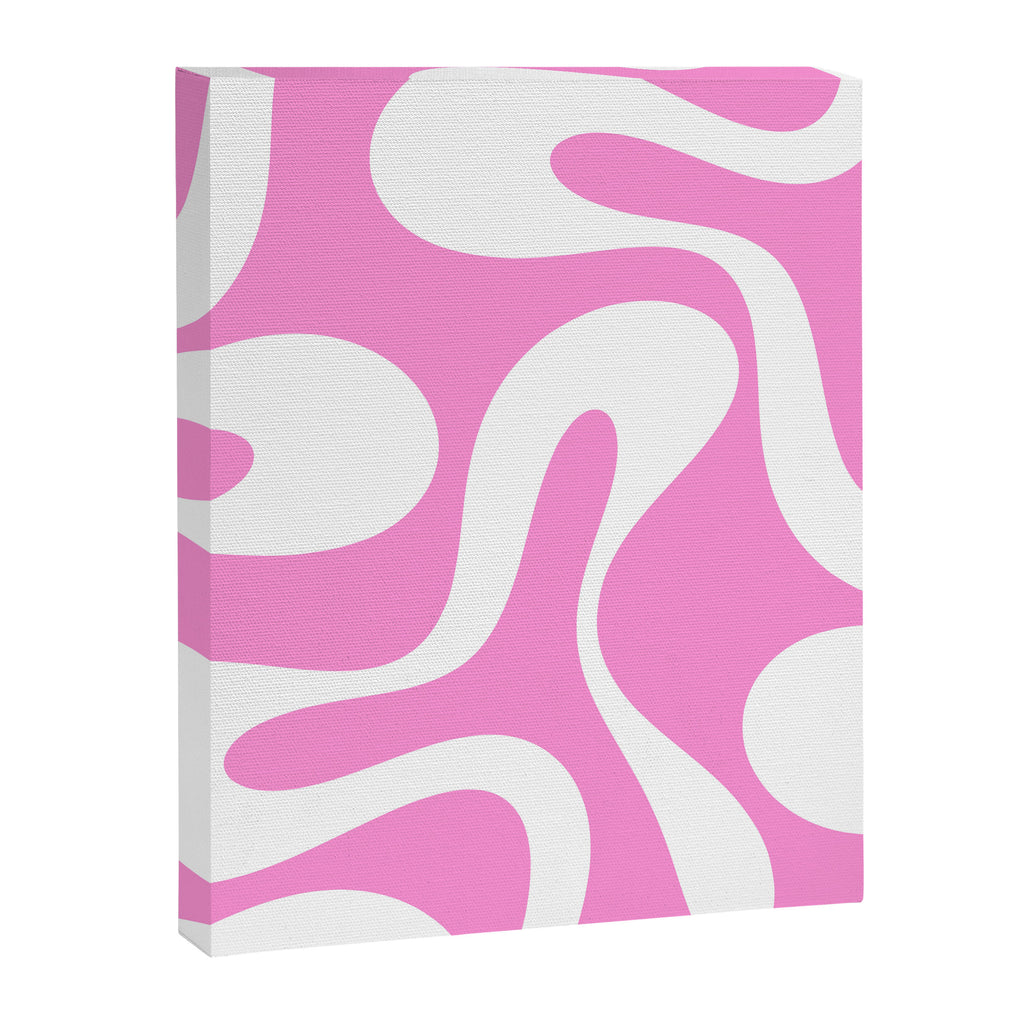 Retro Modern Soft Curves Abstract Pattern in Preppy Pink and White Canvas Print Gallery Image 8