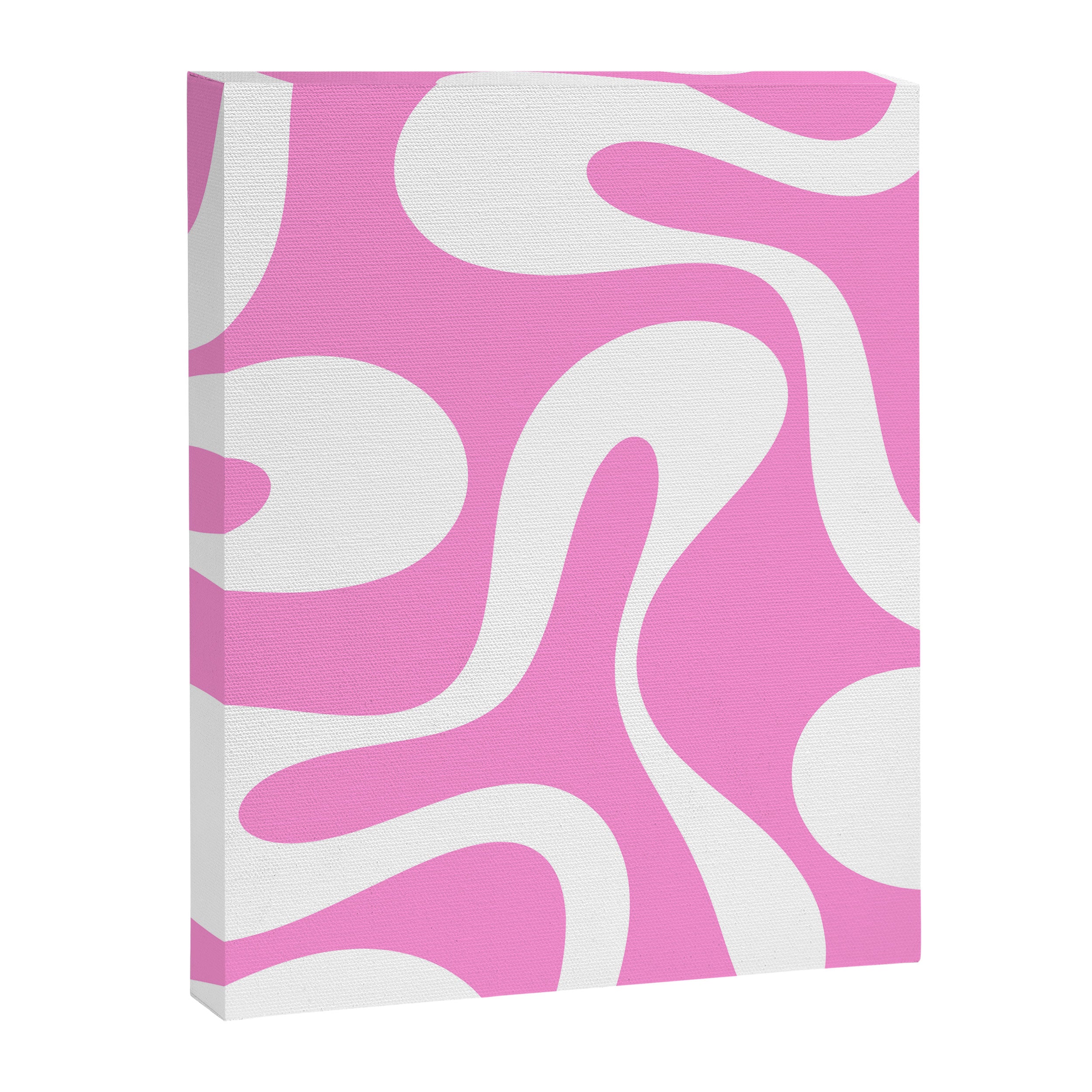 Retro Modern Soft Curves Abstract Pattern in Preppy Pink and White Canvas Print Gallery Image 8