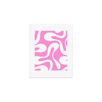 Retro Modern Soft Curves Abstract Pattern in Preppy Pink and White Art Print Gallery Image 1