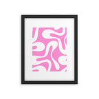 Retro Modern Soft Curves Abstract Pattern in Preppy Pink and White Framed Art Print Gallery Image 6