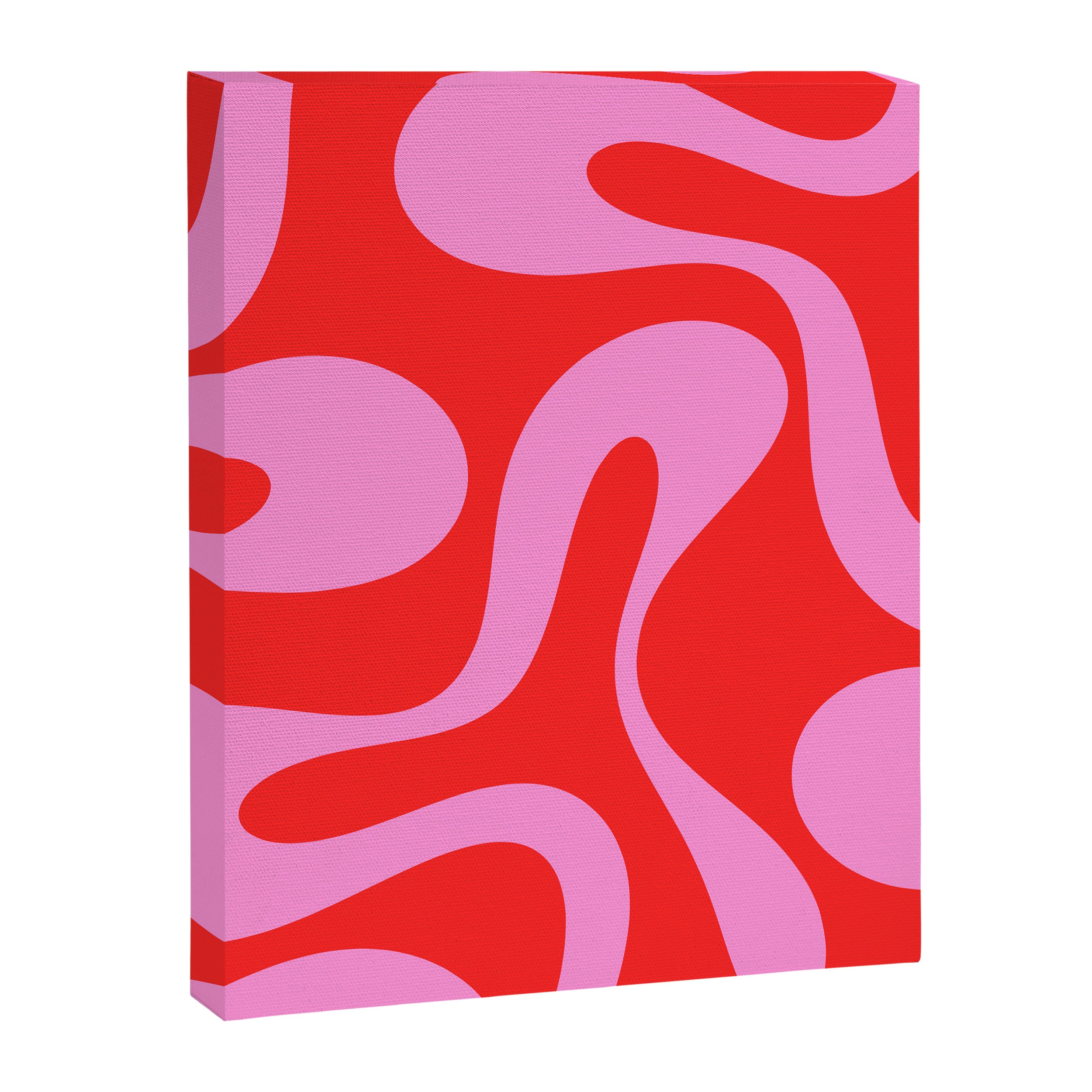 Retro Modern Soft Curves Abstract Pop Pattern in Preppy Pink and Red Canvas Print Gallery Image 8
