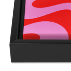 Retro Modern Soft Curves Abstract Pop Pattern in Preppy Pink and Red Framed Canvas Print Gallery Image 3