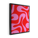 Retro Modern Soft Curves Abstract Pop Pattern in Preppy Pink and Red Framed Canvas Print Gallery Image 2