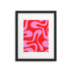 Retro Modern Soft Curves Abstract Pop Pattern in Preppy Pink and Red Framed Art Print Gallery Image 6