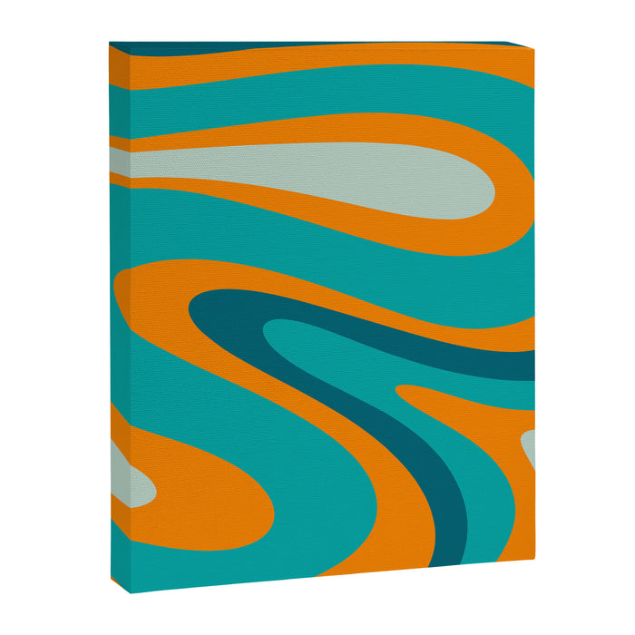 Retro Modern Swirls Abstract Turquoise Teal Orange Canvas Print Gallery Image 1