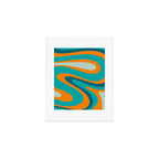 Retro Modern Swirls Abstract Turquoise Teal Orange Art Print Gallery Image 1