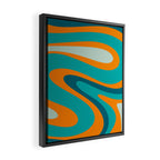 Retro Modern Swirls Abstract Turquoise Teal Orange Framed Canvas Print Gallery Image 2