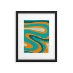 Retro Modern Swirls Abstract Turquoise Teal Orange Framed Art Print Gallery Image 6