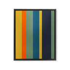 Retro Modern Vertical Stripe Pattern Blue Sage Orange Mustard Framed Canvas Print Gallery Image 8