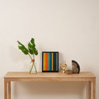 Retro Modern Vertical Stripe Pattern Blue Sage Orange Mustard Framed Canvas Print Gallery Image 4