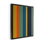 Retro Modern Vertical Stripe Pattern Blue Sage Orange Mustard Framed Canvas Print Gallery Image 2