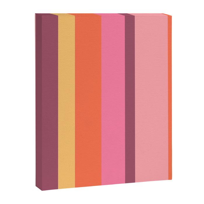 Retro Modern Vertical Stripe Pattern Pink Orange Yellow Purple  Canvas Print Gallery Image 1