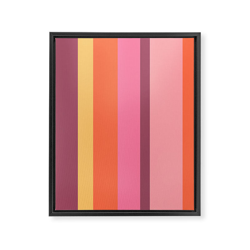 Retro Modern Vertical Stripe Pattern Pink Orange Yellow Purple  Framed Canvas Print Gallery Image 8