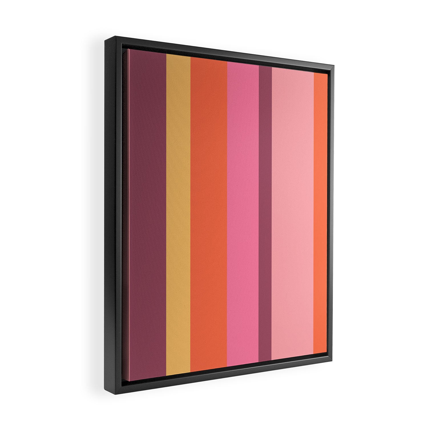 Retro Modern Vertical Stripe Pattern Pink Orange Yellow Purple  Framed Canvas Print Gallery Image 2