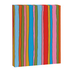 Retro Mood Lined Stripe Pattern Blue Orange Green Pink Mustard Canvas Print Gallery Image 6