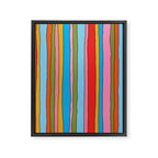 Retro Mood Lined Stripe Pattern Blue Orange Green Pink Mustard Framed Canvas Print Gallery Image 6