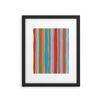 Retro Mood Lined Stripe Pattern Blue Orange Green Pink Mustard Framed Art Print Gallery Image 5