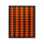 Retro Ogee A-Go-Go Vertical Stripes Pop Pattern in 70s Orange and Dark Brown Framed Canvas Print Gallery Image 8