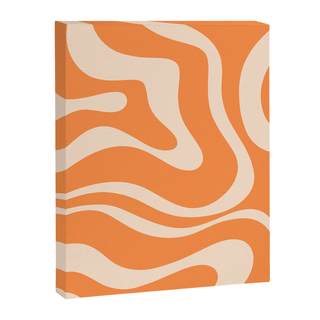 Retro Orange Modern Liquid Swirl Abstract Pattern Square Canvas Print Gallery Image 8