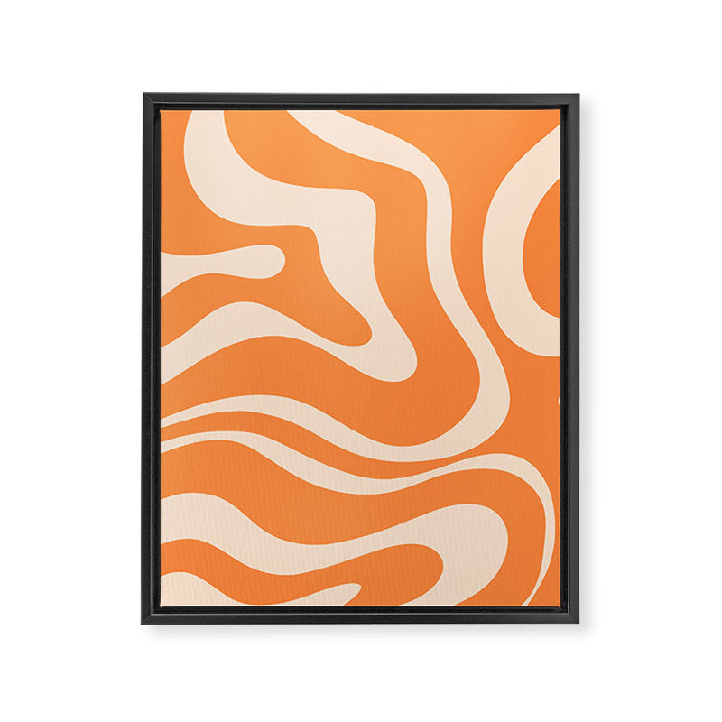Retro Orange Modern Liquid Swirl Abstract Pattern Square Framed Canvas Print Gallery Image 8