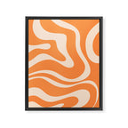 Retro Orange Modern Liquid Swirl Abstract Pattern Square Framed Canvas Print Gallery Image 8