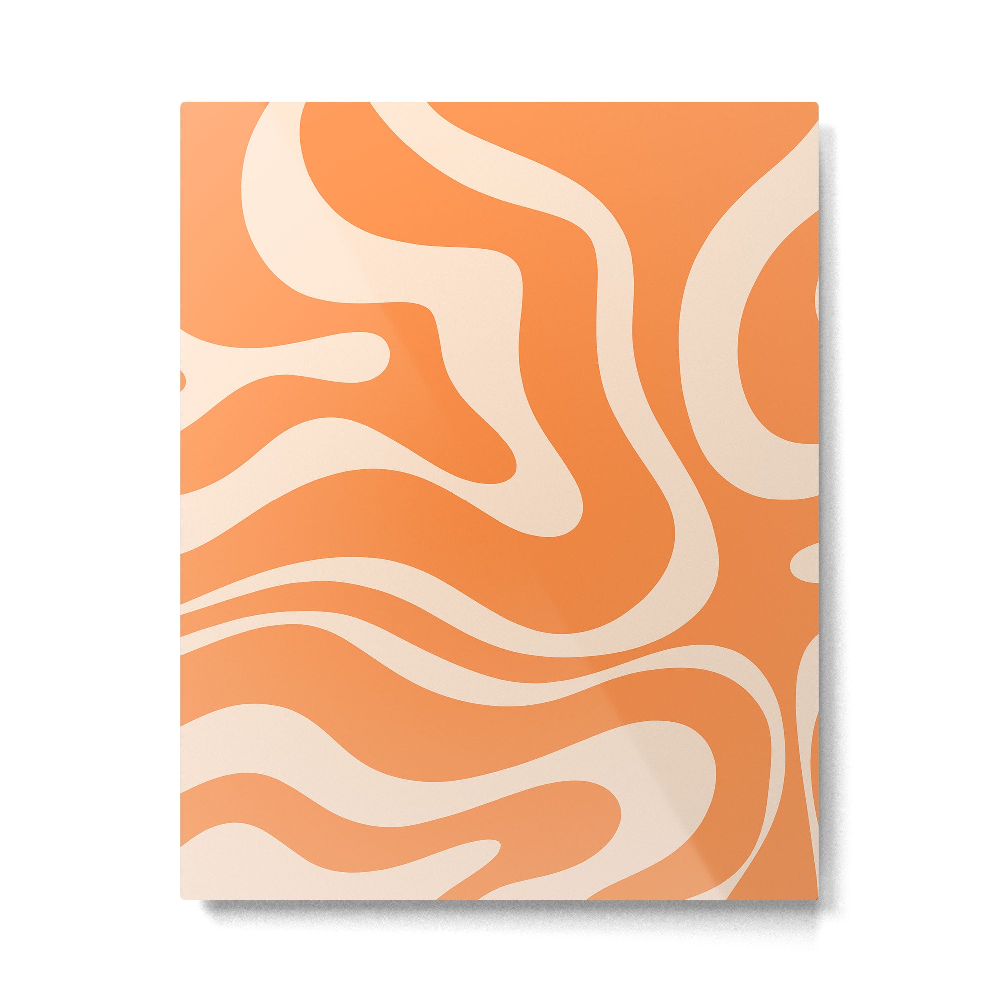 Retro Orange Modern Liquid Swirl Abstract Pattern Square Metal Print Gallery Image 6