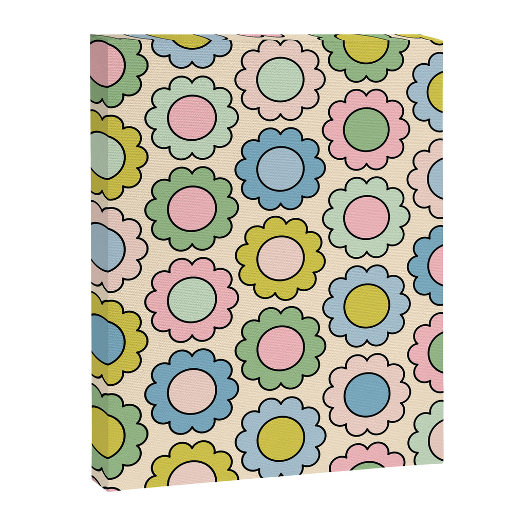 Retro Pastel Flowers Happy Spring Pattern Canvas Print Gallery Image 8