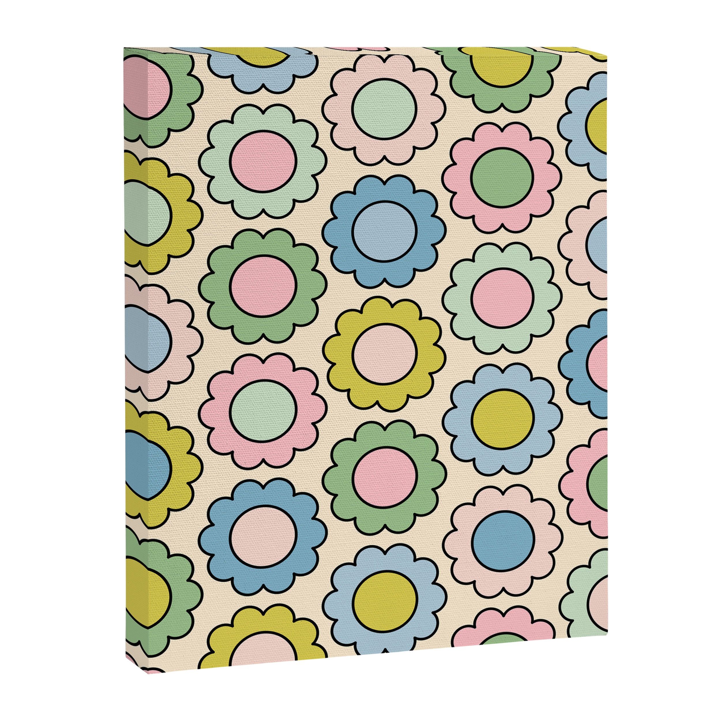 Retro Pastel Flowers Happy Spring Pattern Canvas Print Gallery Image 8