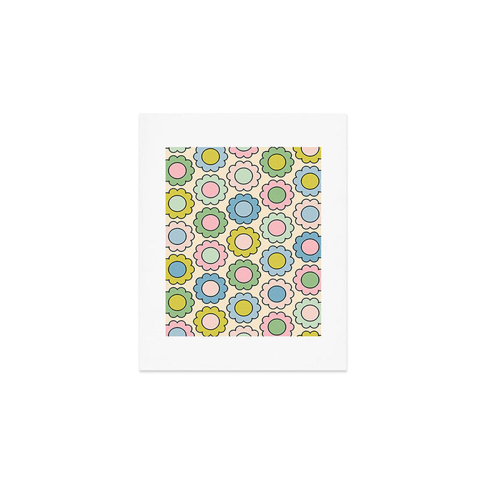 Retro Pastel Flowers Happy Spring Pattern Art Print Gallery Image 1