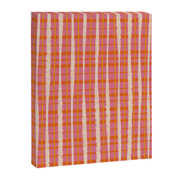 Retro Picnic Irregular Striped Watercolor Pattern in Thulian Pink and Orange Canvas Print Gallery Image 1