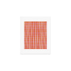 Retro Picnic Irregular Striped Watercolor Pattern in Thulian Pink and Orange Art Print Gallery Image 1