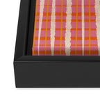 Retro Picnic Irregular Striped Watercolor Pattern in Thulian Pink and Orange Framed Canvas Print Gallery Image 3