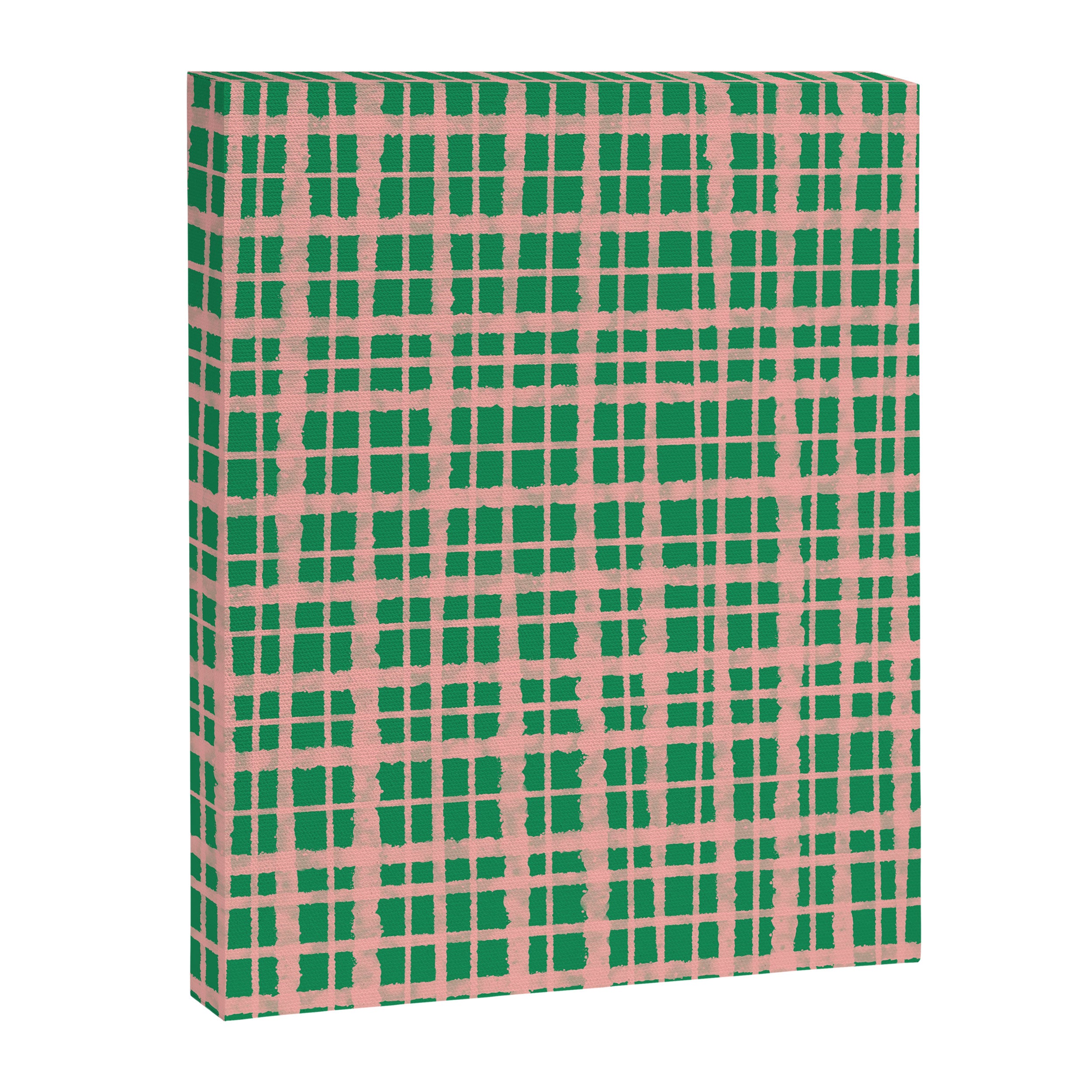 Retro Picnic Plaid Painted Pattern in Bright Green and Pink Canvas Print Gallery Image 8